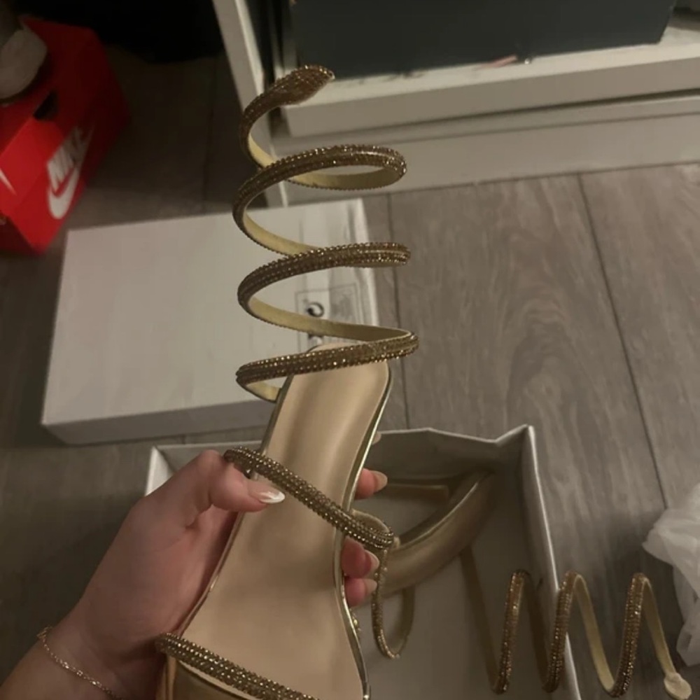 EGO Metallic Spiral Strap Heels